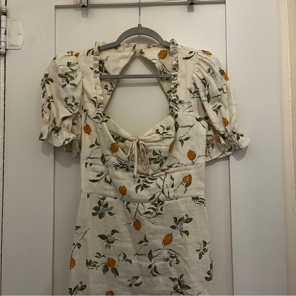 NWT! Reformation "Easton" Mini Dress in Citron (Lemon) - Size 4 (Small) - Picture 4 of 13
